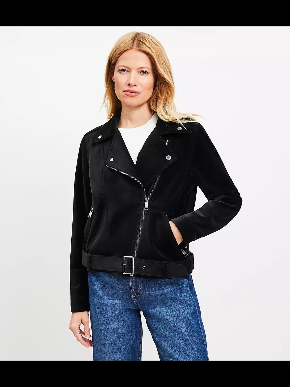 🆕 LOFT Velvet Moto Jacket▪️Black▪️S